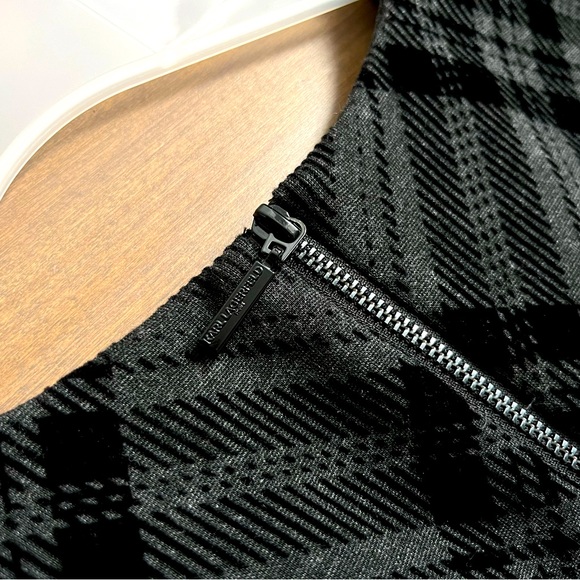 KARL LAGERFELD PARIS Velvet-Trimmed Plaid Dress - Picture 5 of 8